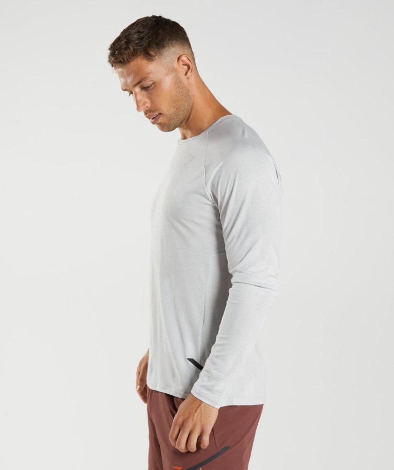 Men's Gymshark Apex Long Sleeve T-Shirts Light Grey | NZ 5CGPIN